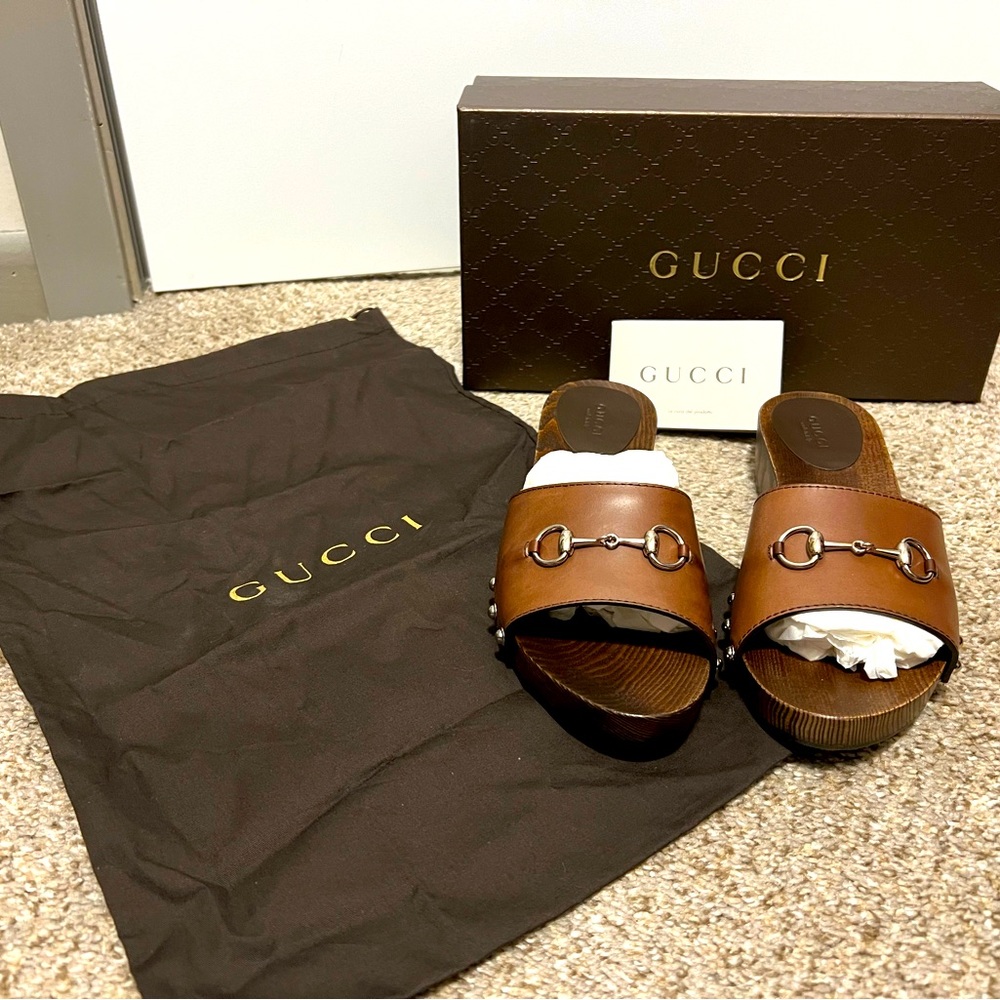 Gucci horsebit slides/sandals/mules 7.5 NIB heels